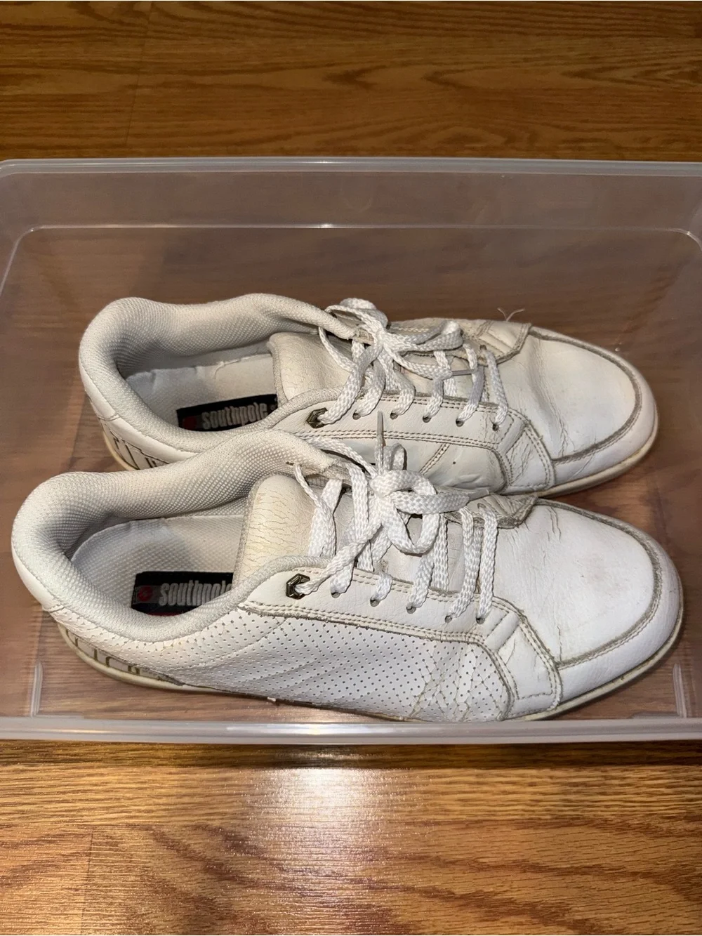 Southpole White Leather Gold Logo